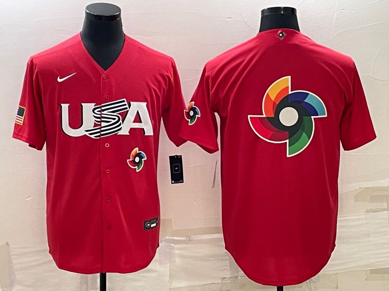 Men 2023 World Cub USA Blank Red Nike MLB Jersey7->more jerseys->MLB Jersey